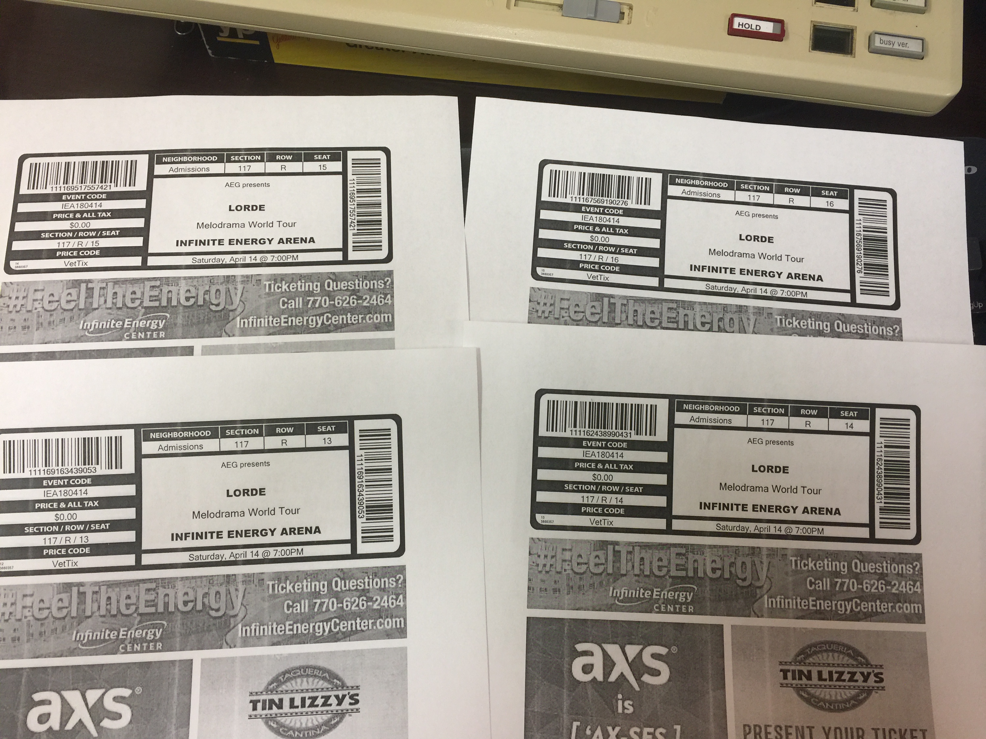 Ticket for Lorde at Infinite Energy Arena — 2018-04-14
