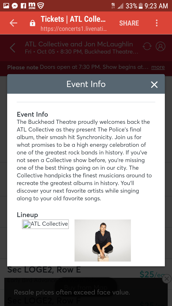 Ticket for ATL Collective at Buckhead Theatre — 2018-10-05