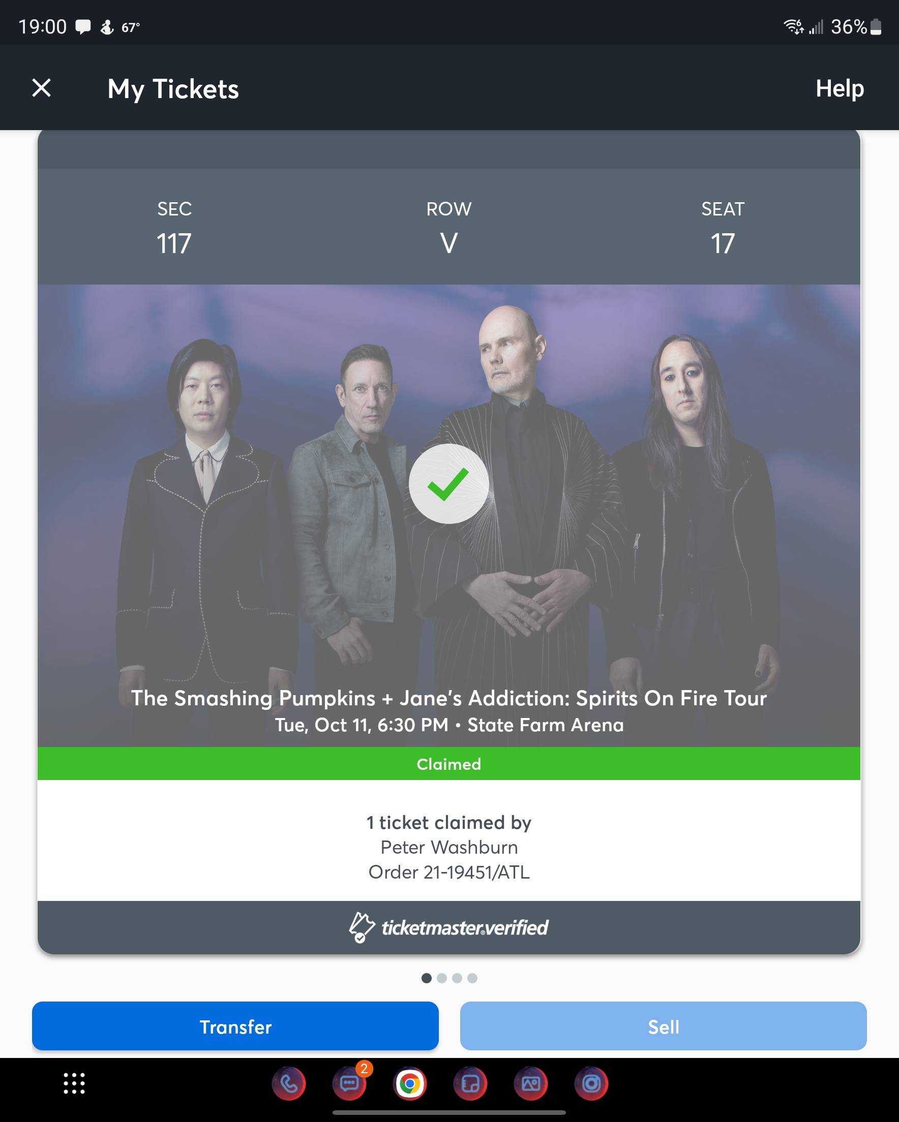 Ticket for Smashing Pumpkins at State Farm Arena — 2022-10-11