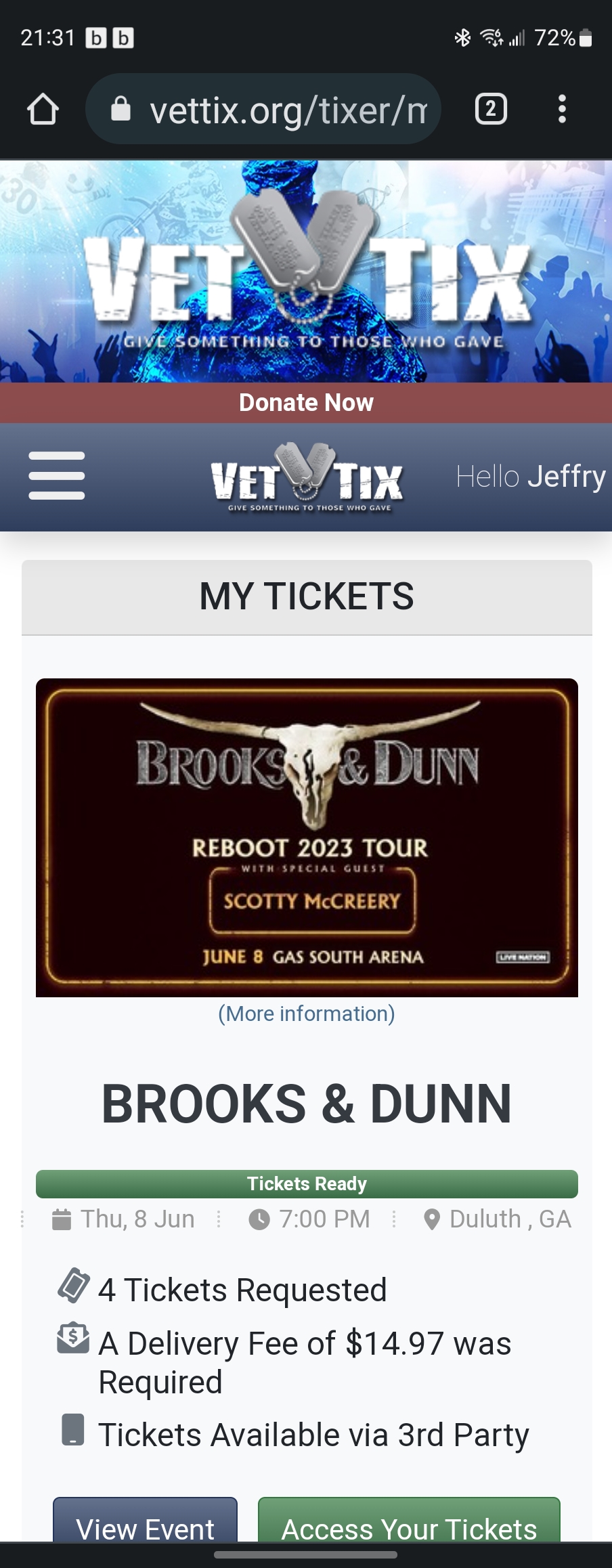 Ticket for Brooks & Dunn at Gas South Arena — 2023-06-08