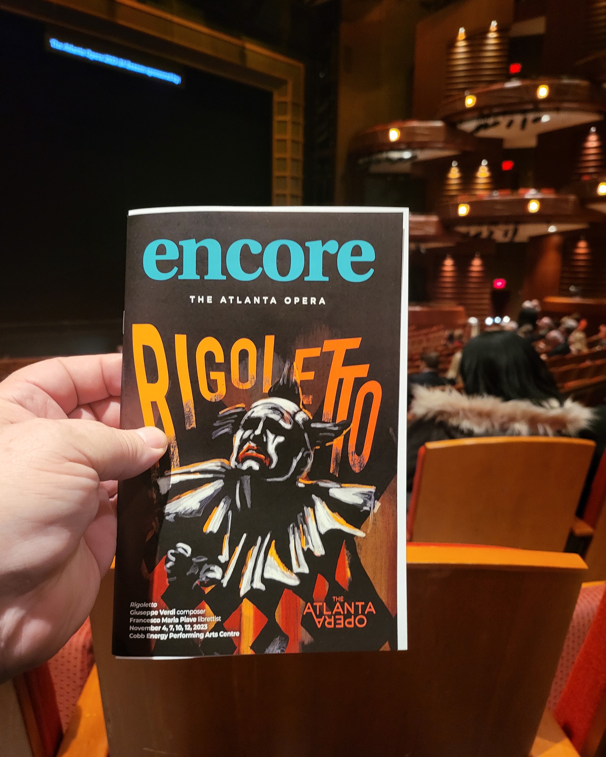 Rigoletto at Cobb Energy Performing Arts Centre — first photo of the night, 7:18 PM