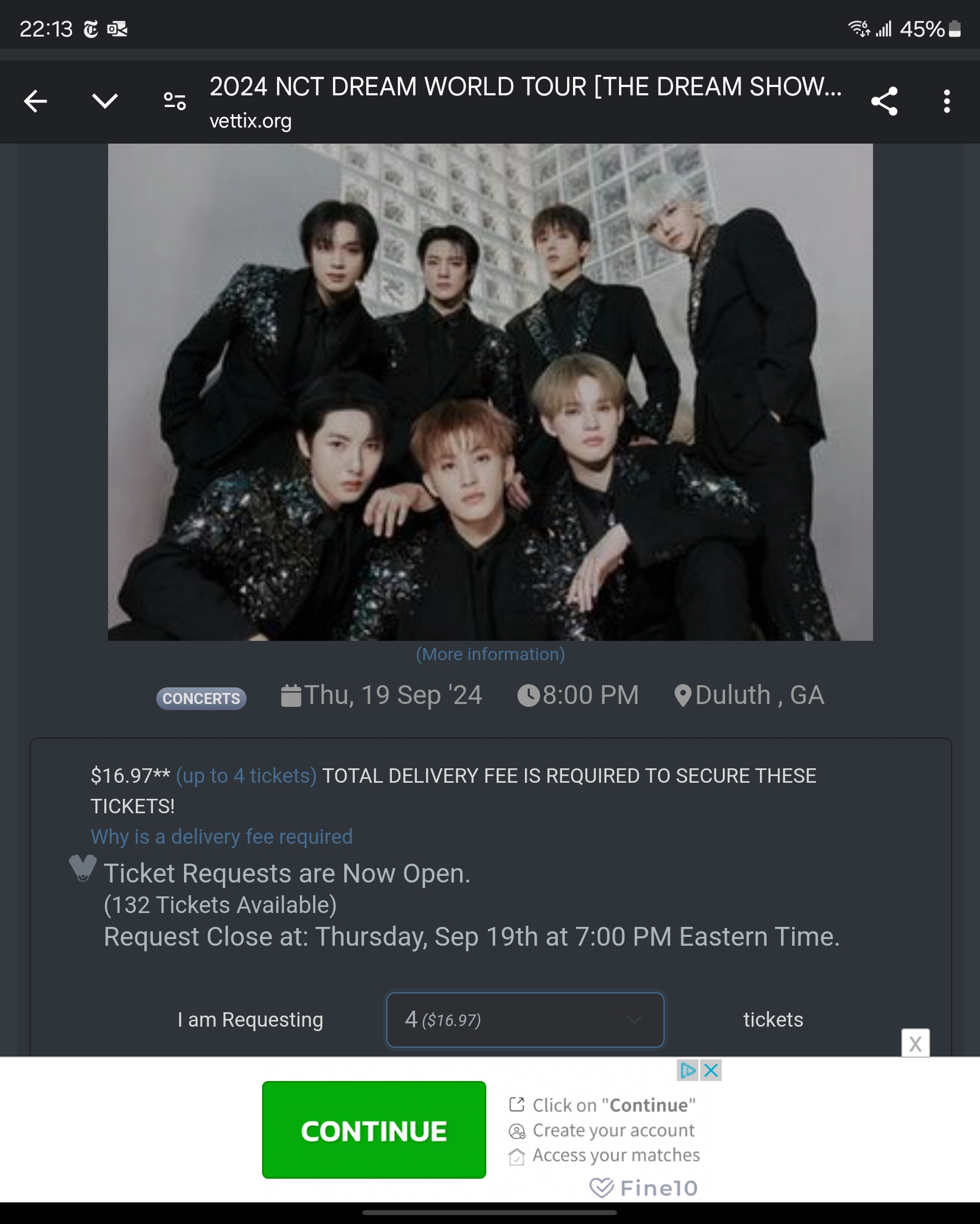 Ticket for NCT DREAM at Gas South Arena — 2024-09-19
