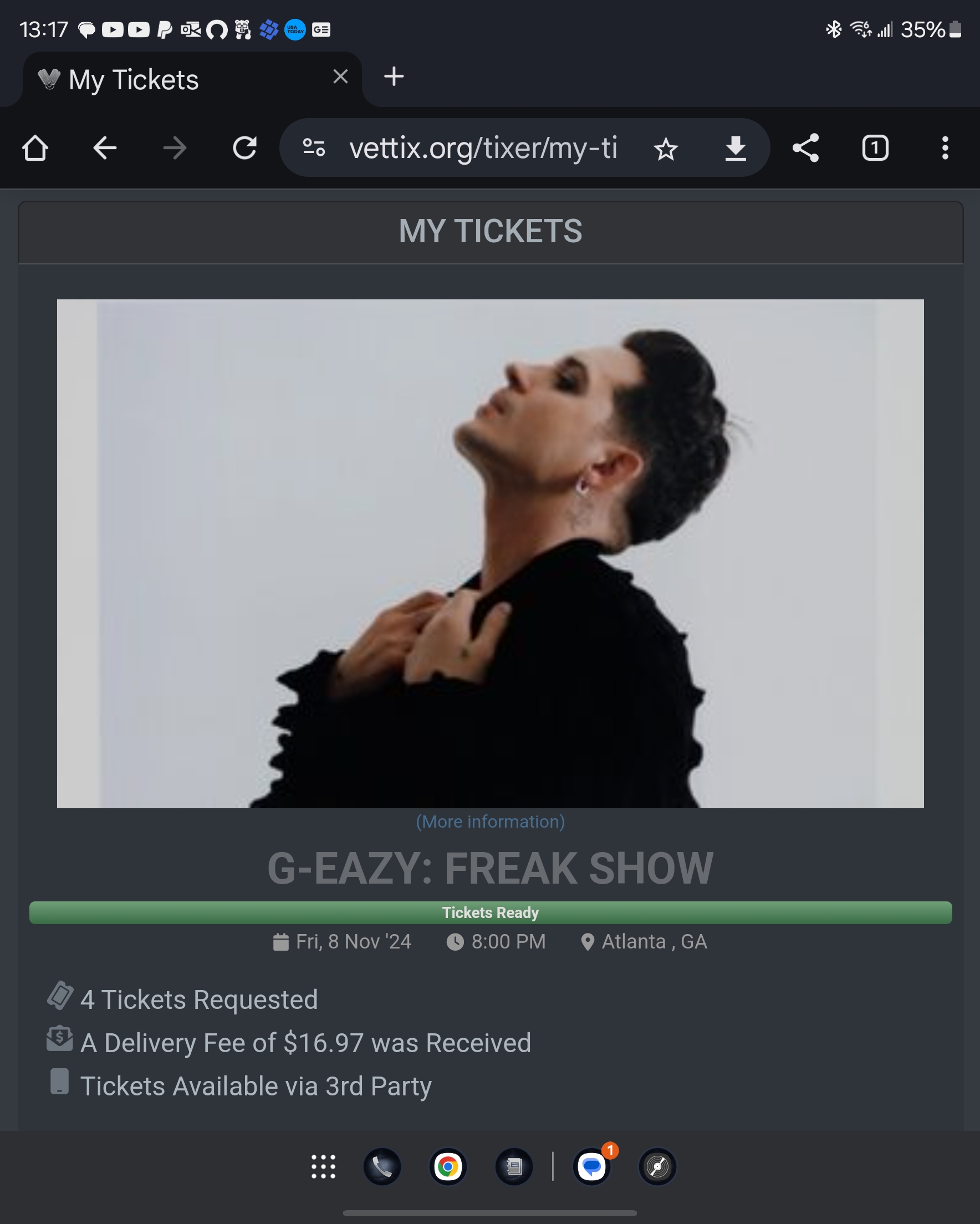 Ticket for G-Eazy at The Eastern — 2024-11-08