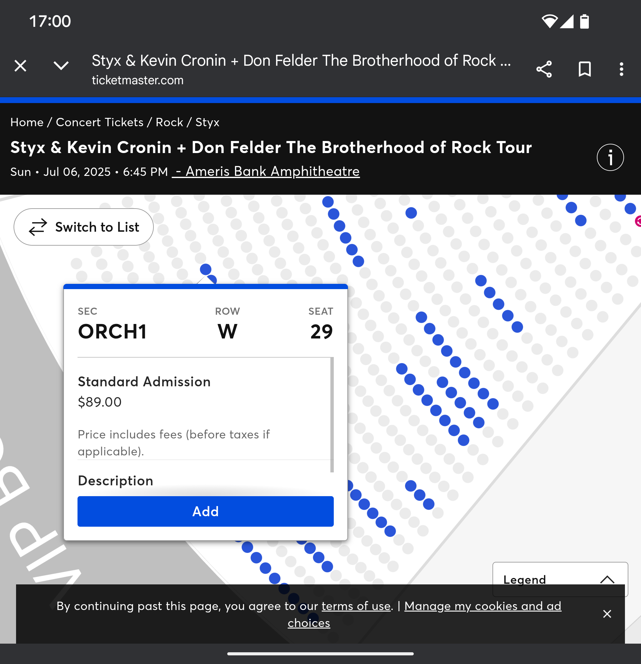 Ticket for Styx at Ameris Bank Amphitheatre — 2025-07-06