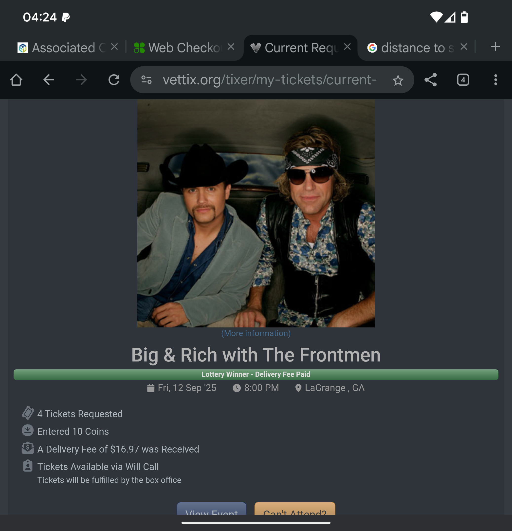 Ticket for Big & Rich at LaGrange — 2025-09-12