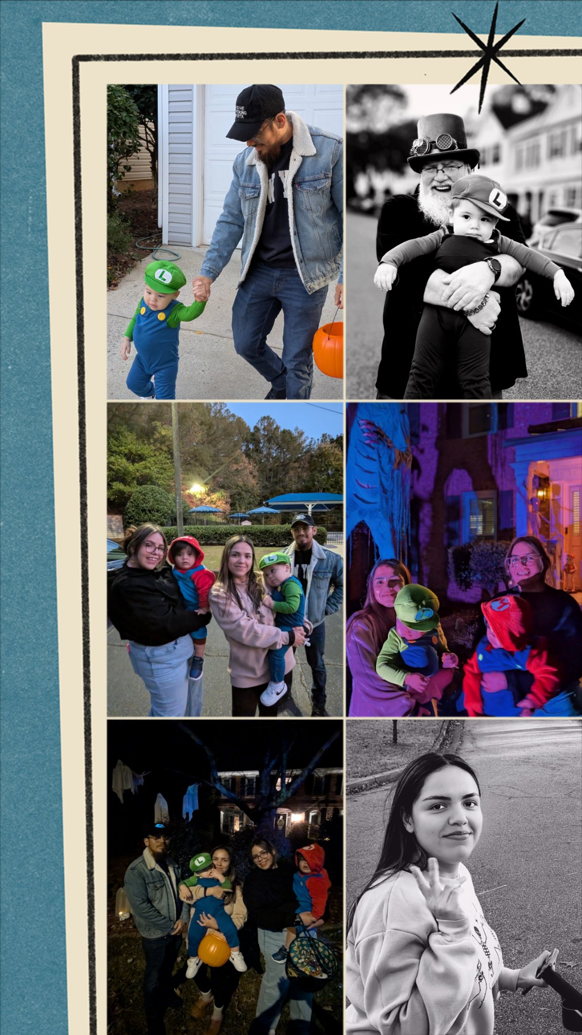 First Halloween trick-or-treating with my grandchildren — a collage of the night&rsquo;s photos, Fri · Oct 31, 2025